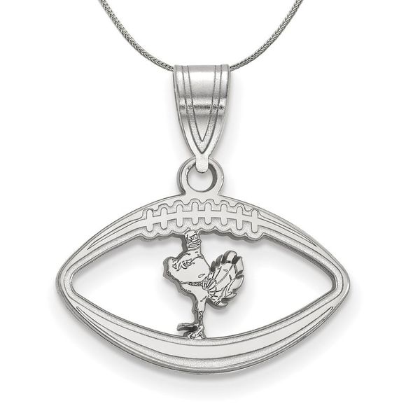 Sterling Silver Virginia Tech Football Pendant Necklace - 16 Inch